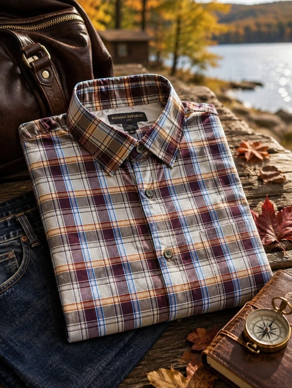 Vintage 2006 Banana Republic XL Plaid Button Down Shirt NWT 100% Cotton